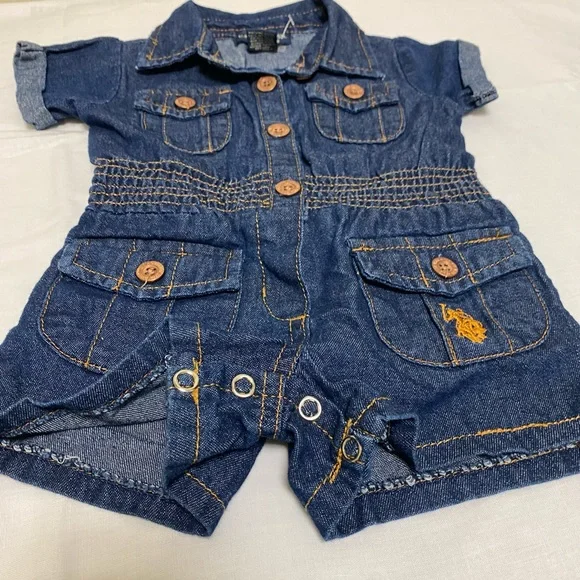 MWOT POLO Dark Blue Denim Outfit Size 3/6 Months - Picture 4 of 6